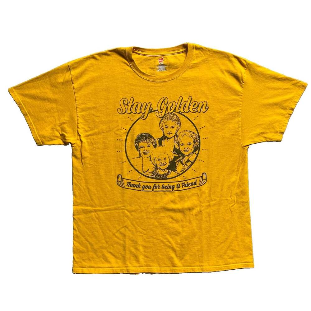 The Golden Girls T Shirt Mens XL Stay Golden Yellow Graphic Hanes Tagless 80s TV